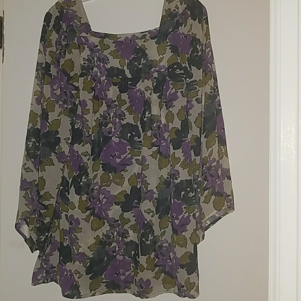 BoHo Sheer Purple Spring Floral Dress/ Shirt